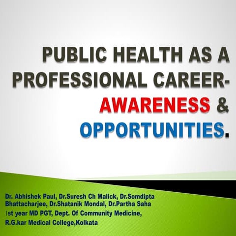Public health and Community medicine as a professional career; awareness & op...