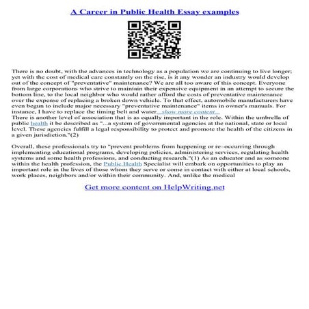 Public Health Essays | PDF