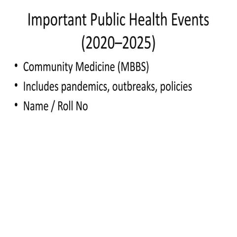 Key Community Health and Major Public Health Events in the Last 5 Years ...