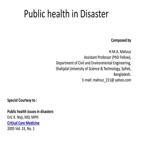 Public health in disaster