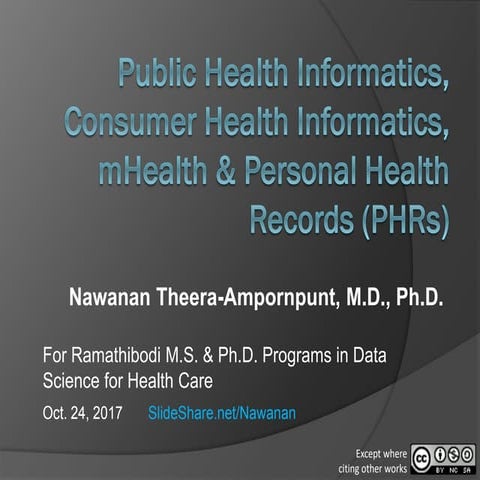 Public Health Informatics, Consumer Health Informatics, mHealth & Personal He...