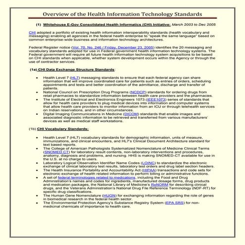 Public health information technology standards overview