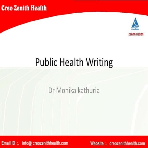 Public health writing - Creo Zenith Health