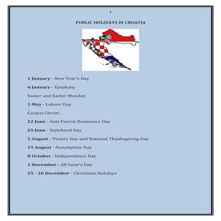 Public holidays in croatia