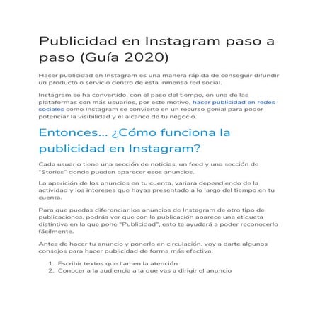 Publicidad en instagram paso a paso | PDF