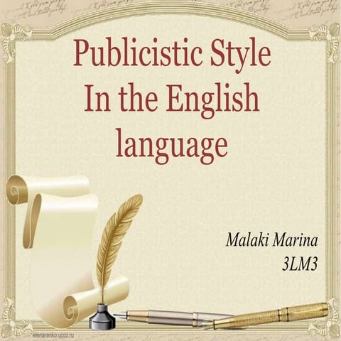 Publicistic Style in the English Language