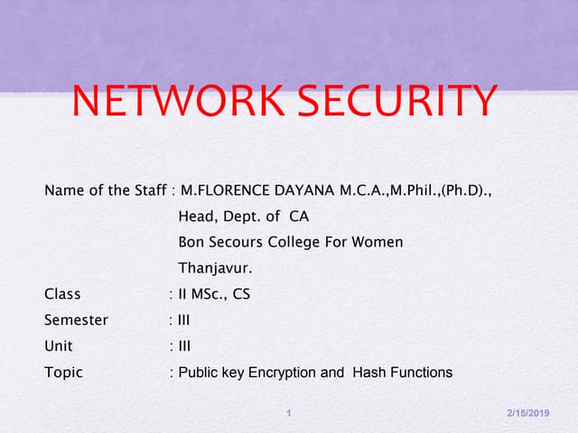 Public Key Encryption & Hash functions