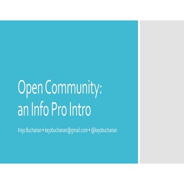 Open community: an info pro intro