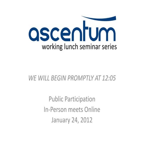 Working Lunch Seminar Series - Public Participation