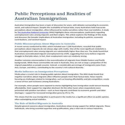 Public Perceptions and Realities of Australian Immigration.docx