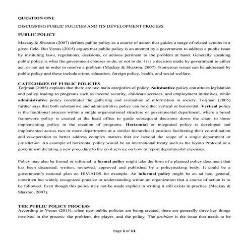 Public policy and its developmet process