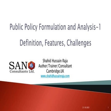 Public Policy Formulation and Analysis-1: Definition, Process,& Challenges