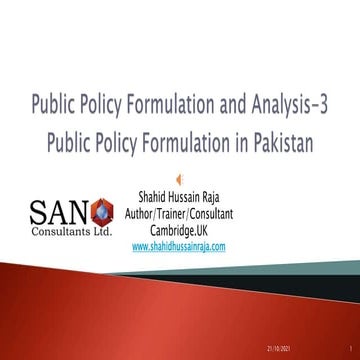Public Policy Formulation and Analysis-3: Public Policy Formulation in Pakistan
