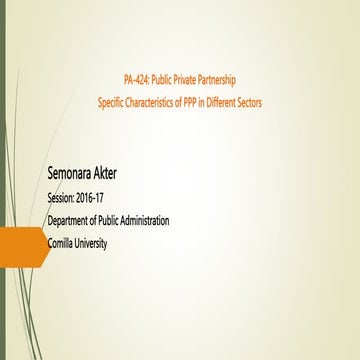 Public Private Partnership: Specific Characteristics in Different ...