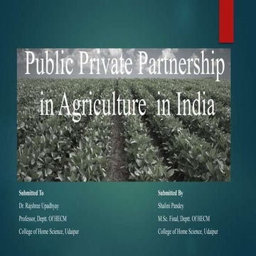 Public private partnership in agriculture in india