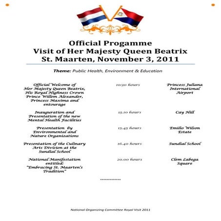 Public program for queens visit on november 3rd 2011