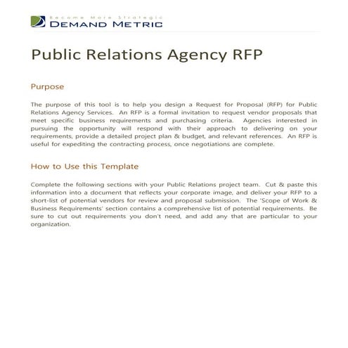 Public Relations Agency RFP
