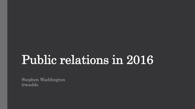 Public relations in 2016
