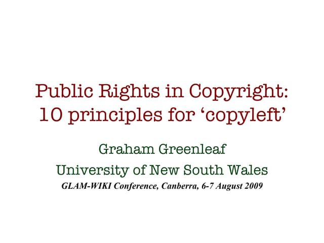 Public Rights in Copyright - Greenleaf