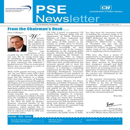 Public Sector Enterprises Newsletter, January 2014