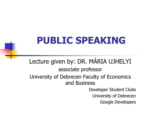 A Talk on Public Speaking |An Event by DSC Unideb