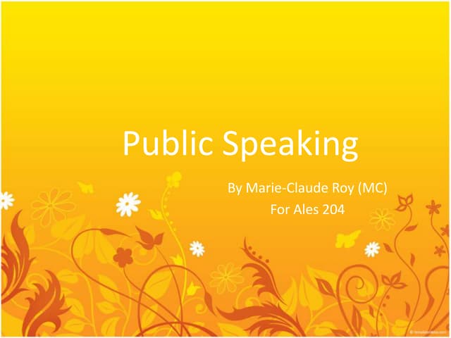 Lecture 11: Public Speaking -  Guest Lecture by marie-claude
