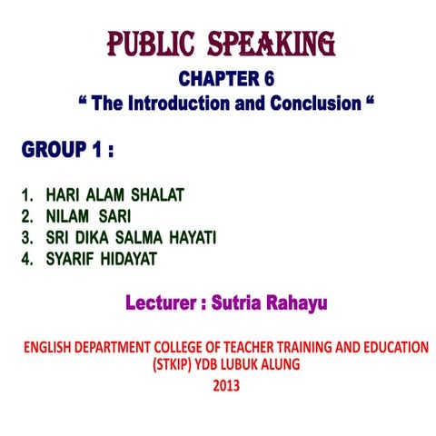 Public  speaking(chapter 6)