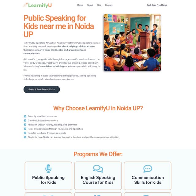 Public Speaking for Kids Noida - LearnifyU | PPT