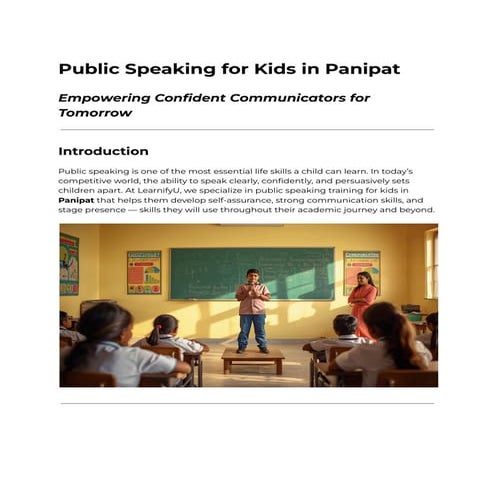 Public speaking for kids in India - LearnifyU | PDF