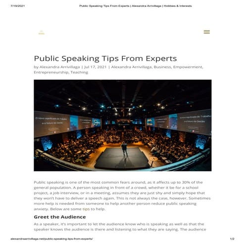 Public Speaking Tips From Experts