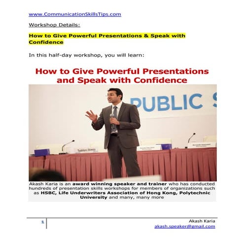 Public speaking training course improve presentation skills