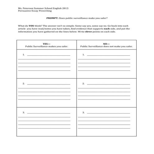 Public Surveillance Prewriting