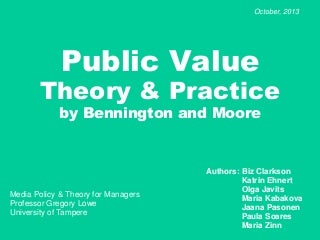 Bennington and Moore - Public Value Theory & Practice - Marian Zinn