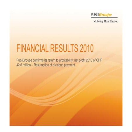 Publi groupe 2010 results presentation e