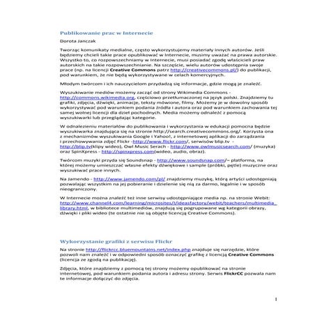 Publikowanie W Internecie + Serwis Flickr Cc