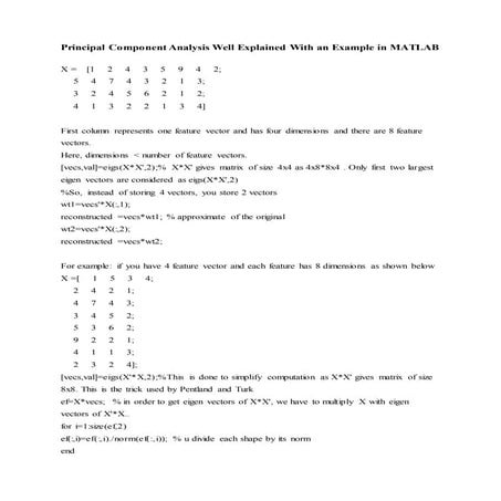 Principal Component Analysis With Simple Matlab Example | PDF