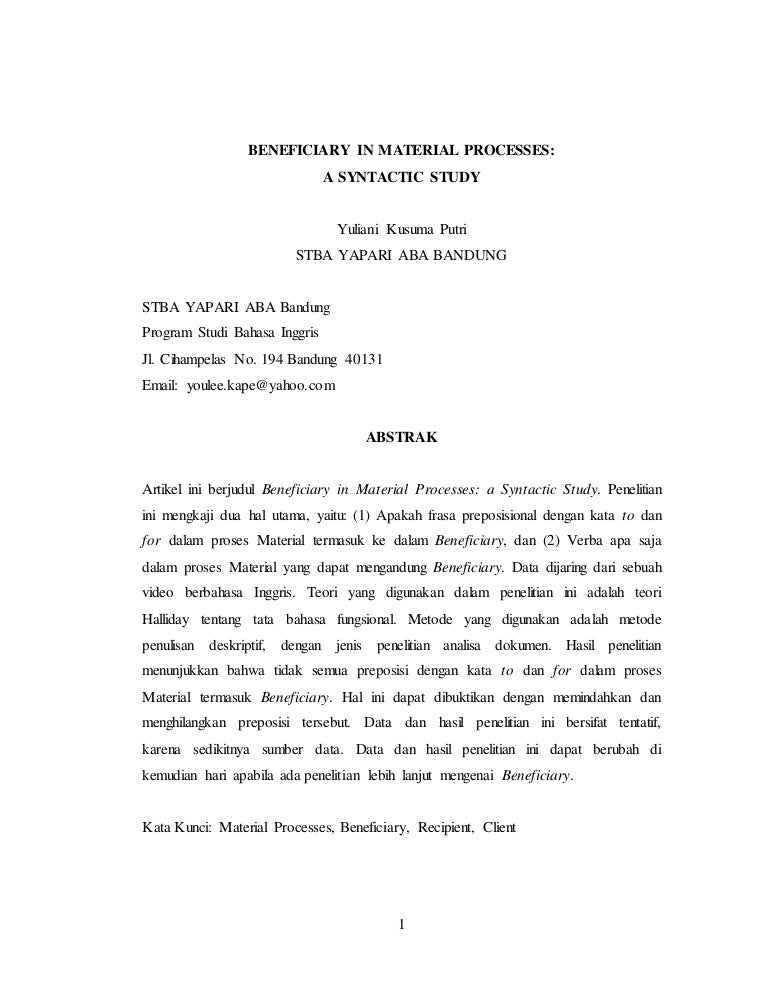 Beneficiary in material processes