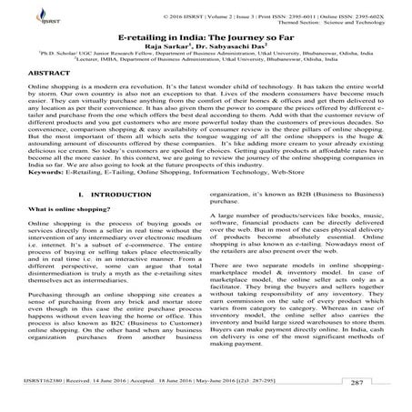 E-retailing in India: The Journey so Far