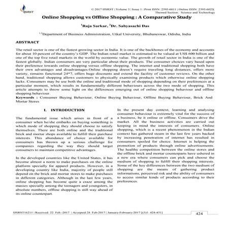 Online Shopping vs Offline Shopping : A Comparative Study