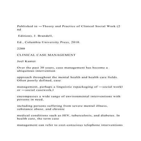 Published in ―Theory and Practice of Clinical Social Work (2.docx