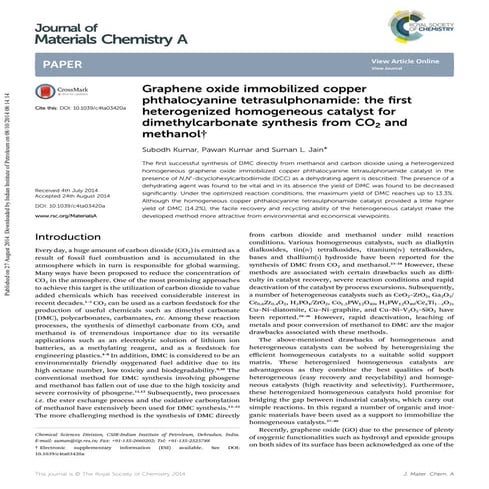 Graphene oxide immobilized copper phthalocyanine tetrasulphonamide: the first...
