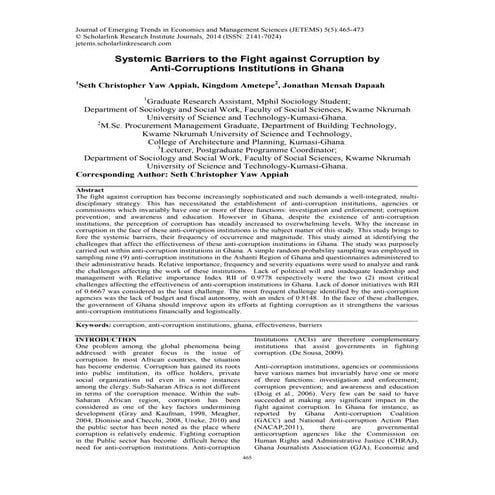 Systemic barriers to the fight against corruption new