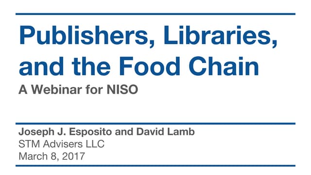 Publishers, libraries, and the food...