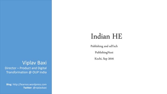 PublishingNext Kochi 2016 - Publishing and edTech