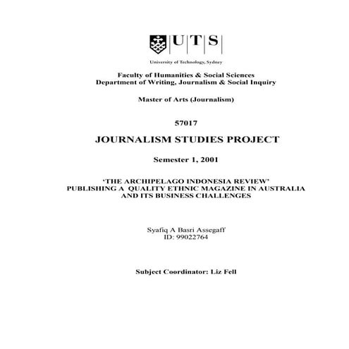 Publishing Ethnic Magazine in Australia - UTS, Syafiq Basri - 2011