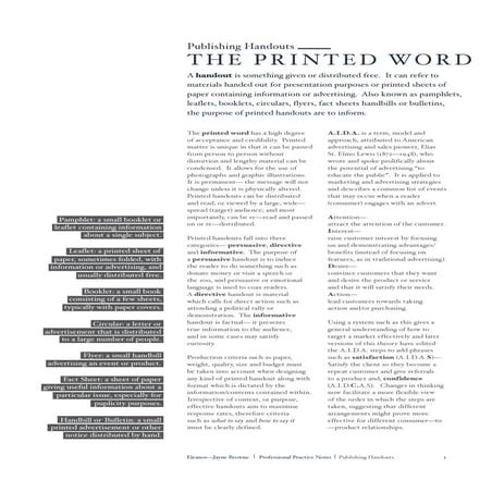 Publishing Handouts: The Printed Word
