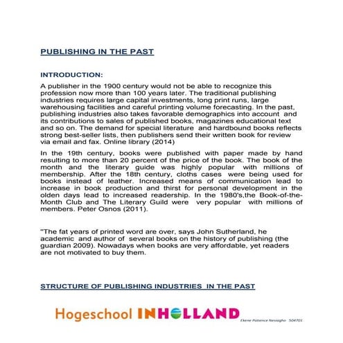 Publishing in the past 