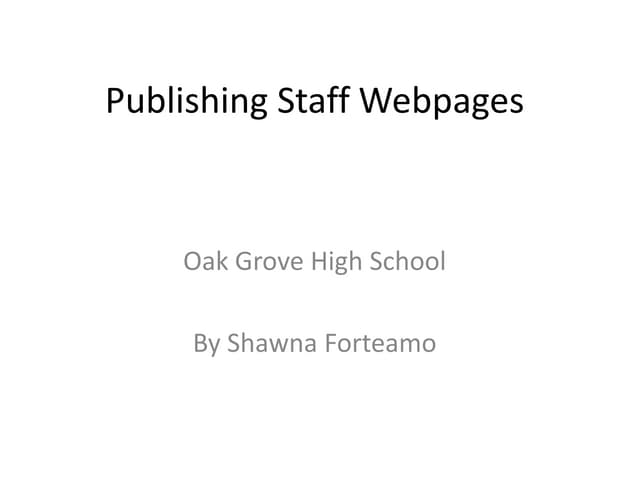 Publishing staff webpages