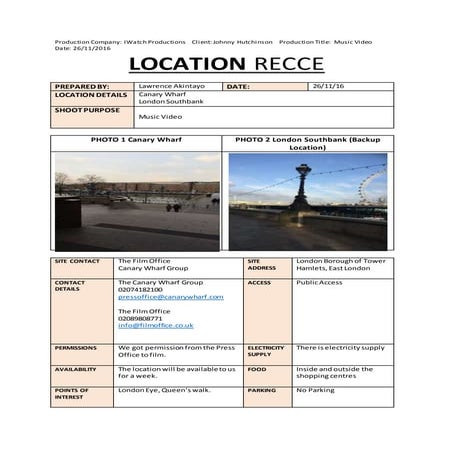 Location Recce | DOCX