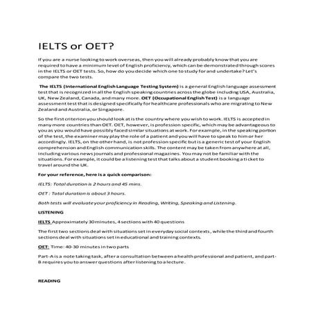 IELTS and OET